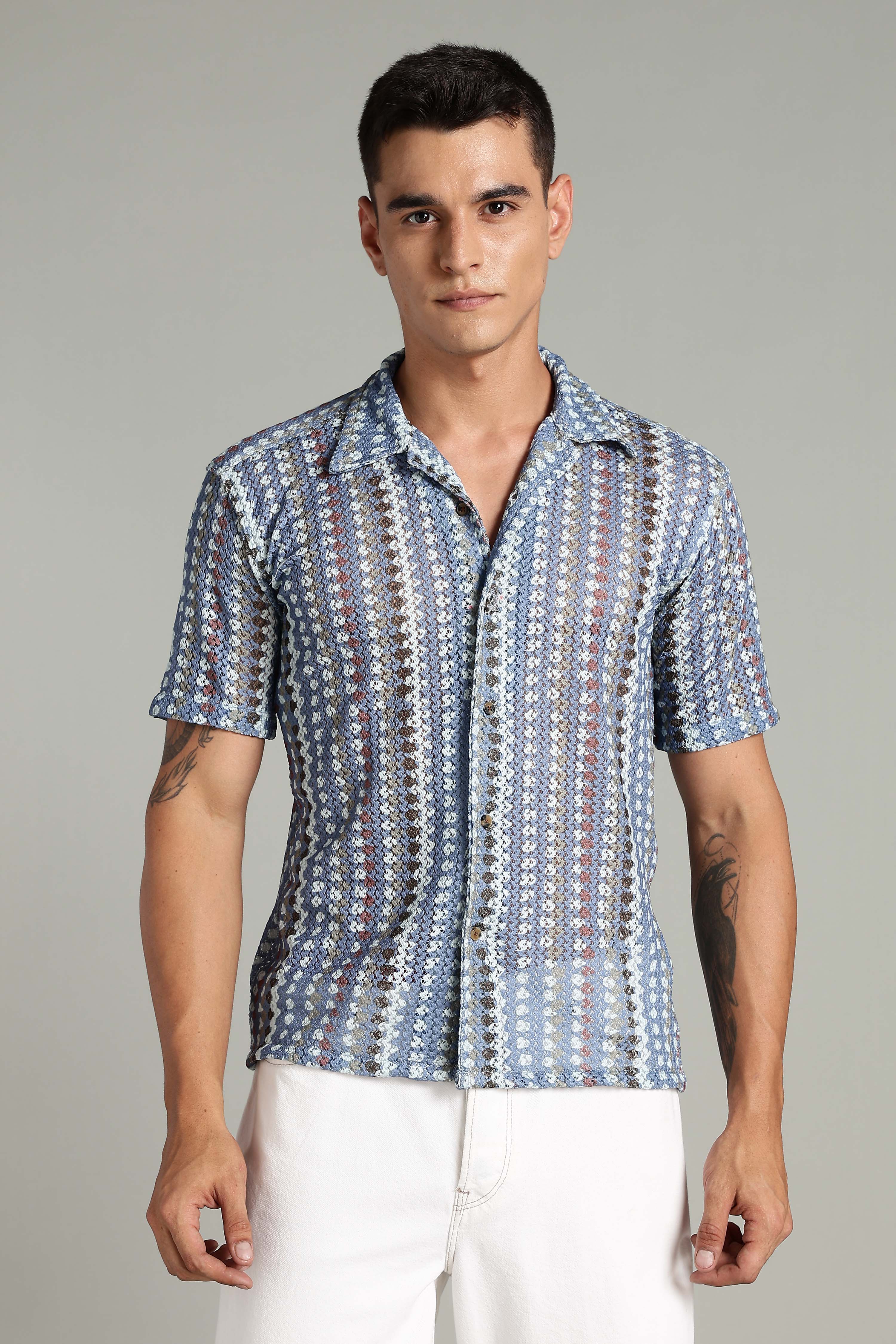 SMOKE CORCHET ABSTRACT SHIRT